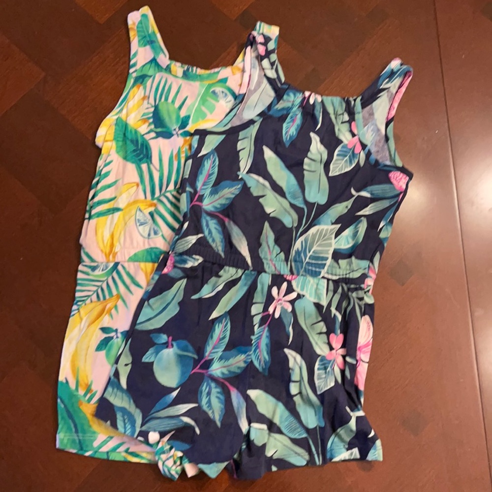 Worn 1 time each Girls size 5 Old Navy Rompers